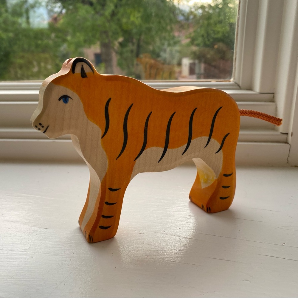 Orange and Cream Wooden Animal Toy